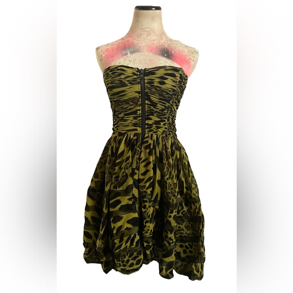 Betsey Johnson Leopard green cocktail dress